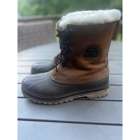 Vintage Sorel Kaufman Leather Fleece Lined Snow Boots Steel Shank Men\'s 10 main image 11
